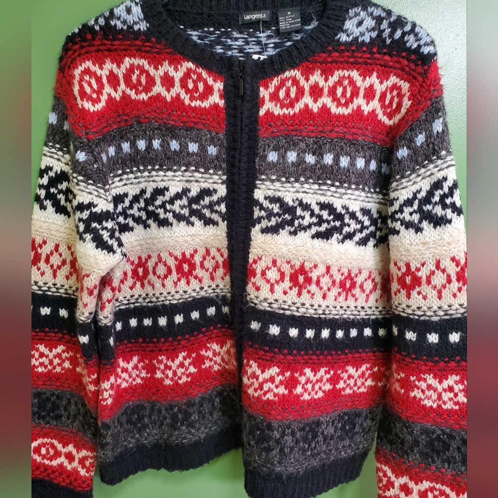 Tangents Women's Wool Blend Patterned Cardigan